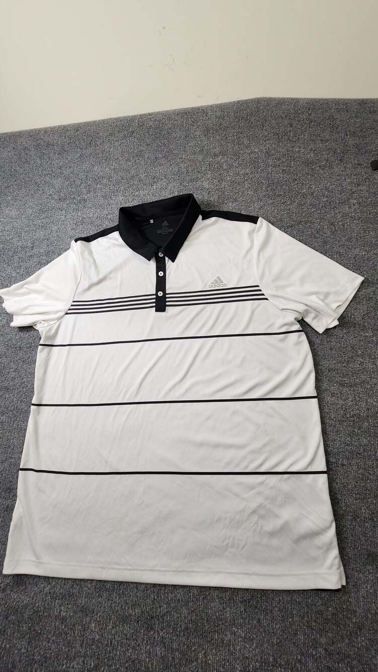 Adidas Men's Striped Golf Polo Shirt White Black Size 2XL